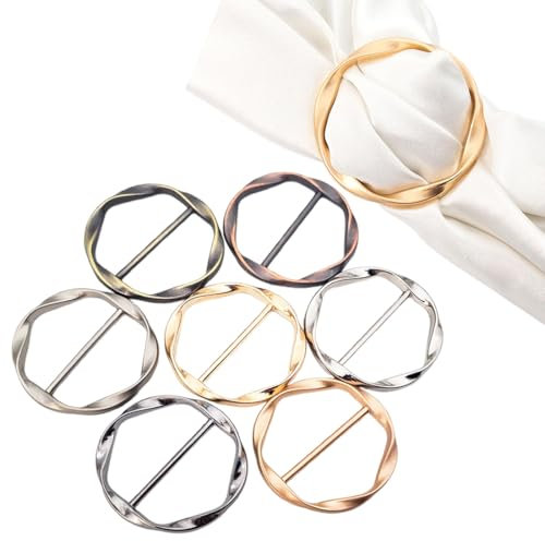 Lot de 7 pinces à foulard, pinces à cravate, cerceaux à pull, robes, ceintures, chapeaux, 7 couleurs pour femmes et filles, pince de ceinture en métal réglable pour pulls, robes, ceintures, chapeaux