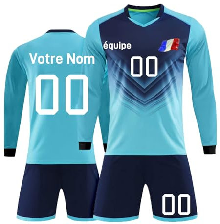 Maillot de Football personnalisé Enfant Homme nom et prénom numéro l'équipe Le Logo Ensemble de Foot modèles Automne Hiver à Manches Longues maillotfrance2024maillot de Foot Enfant