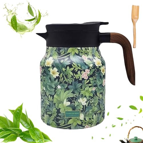 Doresty Vintage Floral Pattern Tea Thermos–Built-in Infuser, Doresty Tea Thermos, Doresty Tea Thermos, Doresty Thermos Tea Pot, Mini Hot Coffee Pot Office Stainless Steel (Style-6, 1000ml)