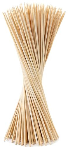 Wooden Skewers Durable Bamboo 25cm Sticks Barbecue Skewers Kebab Sticks for Air Fryer Fruit BBQ Cake Topper Chocolate Fountain Decorations Crafts 1000 Pack