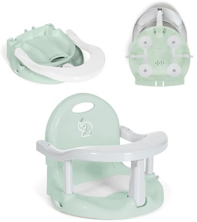 MS BabyWorld Asiento De Baño Elfi | Plegable, Ergonómico, Antideslizante y Seguro | Con Barra Para Una Facil Colocación Del Bebé | Con Ventosas Para Fijación