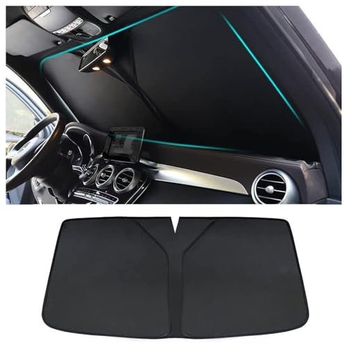 MNHCAC Coche Lunas Delanteras Parasol para Volvo XC60 NE XC90 C30 C70 V40 V60 V90,UV Cubierta Parabrisas Delantero Plegable Quitasol Protección Aislamiento Térmico Parasoles,Black
