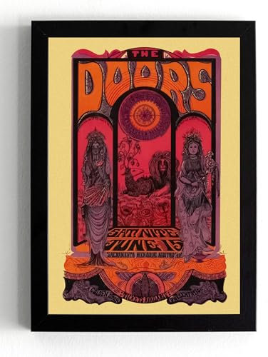 A5 Gerahmtes Poster The Doors, American Rock Band 1960s, Konzert-Poster, Druck, Wandkunst (gerahmt, 21 x 16 x 1,5 cm)