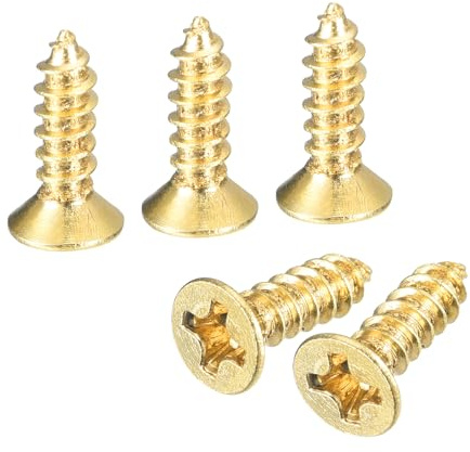 QUARKZMAN 80 Stück Holzschrauben M3×10 mm Kreuzkopf Senkkopfschrauben Farbe Messing Selbstschneidende Schrauben mit Senkkopf Senkkopfschrauben für Bürogeräte Holzmöbel Holzarbeit DIY
