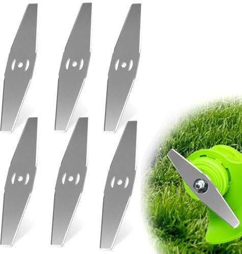EIROVYA 6 Pezzi Lama Tagliaerba,Lame per Tagliaerba in Metallo,Lama Decespugliatore,Accessori Lama per Decespugliatore a Batteria Elettrica Lame di Ricambio per Tagliaerba per Accessori da Giardino