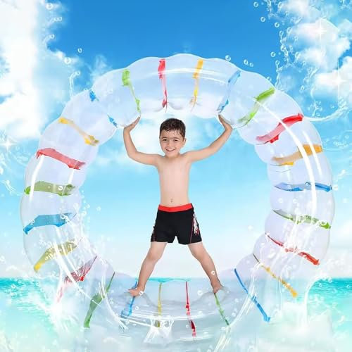 Probuk Gonflable Flotteur Roue à Eau,120cm Jouet De Piscine Roue à Eau,Rouleau à Eau Gonflable,Jouet Flotteur à Rouleaux Géants Jouet Extérieur