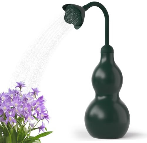 BKSAI Petit Arrosoir Plante Interieur Arrosoir Jardin en Forme de Gourde 325ML Petit Arrosoir pour Arroser d'une Main, Arrosoir pour Bonsaï Plantes Fleurs - Vert Foncé