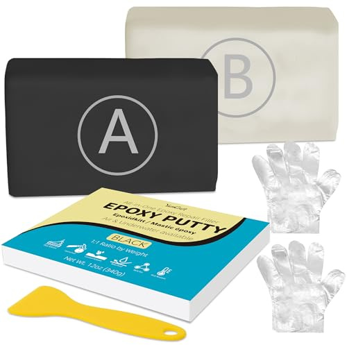 Epoxy Putty, 12oz/340g Fast Repair Plumbers Putty, High Strength AB Epoxy Puttys Fix Leaks, Cracks and Fill Holes, 2 Part Sculpt Clay for Bonding Metal, Wood, Tile, Ceramics (Black)