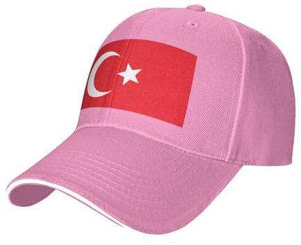 sttung Casquette de baseball imprimée drapeau de la Turquie - Casquette de baseball respirante réglable - Usage quotidien décontracté - Noir, rose, taille unique