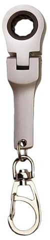 Anneau de clé de clé - Conception compacte à cliquet, charme d'outils gravé | 4,9x0,9 pouces de pochette d'organisateur de poche, porte-clés en métal durable, cadeau ED avec style d'atelier