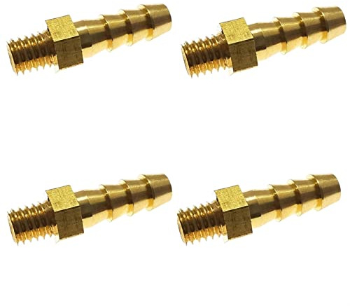 raccord de Tuyau, Connecteurs d'accouplement, 4 pièces raccords de tuyauterie pagode Filetage métrique mâle M5 M6 M8 Tuyau Barbe en Laiton connecteur de trachée de Tube en Cuir(3mm to M5x0.8)