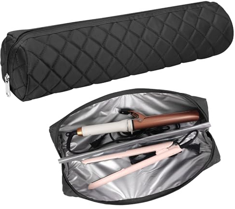 Suafrnut Large Hot Hair Tools Organizer Bag Portable Travel Heat Resistant Storage Case Pouch for Curling Irons, Flat Irons, Hair Straighteners and Styling Tools(17.7 x 3.9)