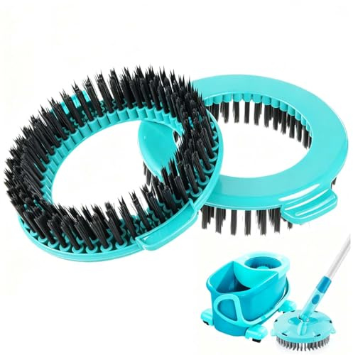 2 Stück Aufgerüsteter Spin Wischmop Ersatzbürsten Köpfe | kompatibel mit Leifheit Clean Twist Disc Mop Ergo, Ø 15,8 cm Runden Harte Borsten Reinigungsbürste