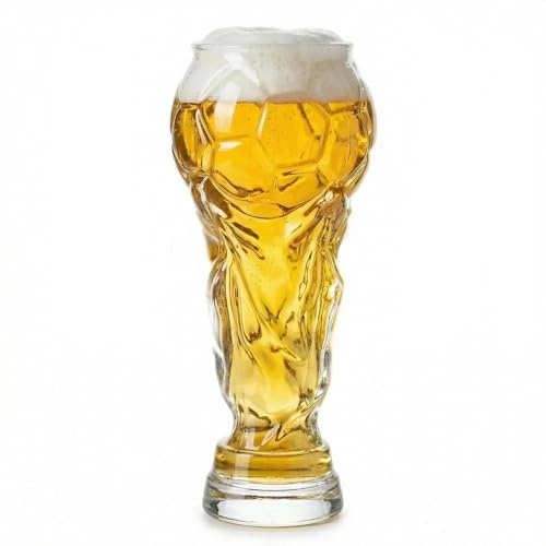PORUPAEL Trophy-Shaped Beer Glass - Champion's Pint Glass, Football Trophy Design for Parties, Celebrations & Fans, Gift for Dads and Enthusiasts