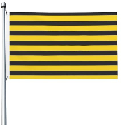 Bandiere a strisce nere e gialle con ape, 152 x 91 cm con occhielli, bandiera personalizzata in poliestere