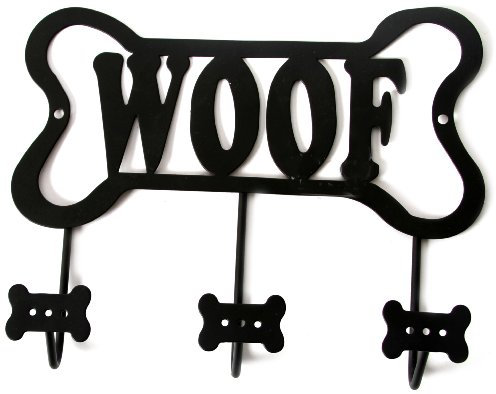 DEI Wand Rack Woof Bone Leine Halterung, Schwarz