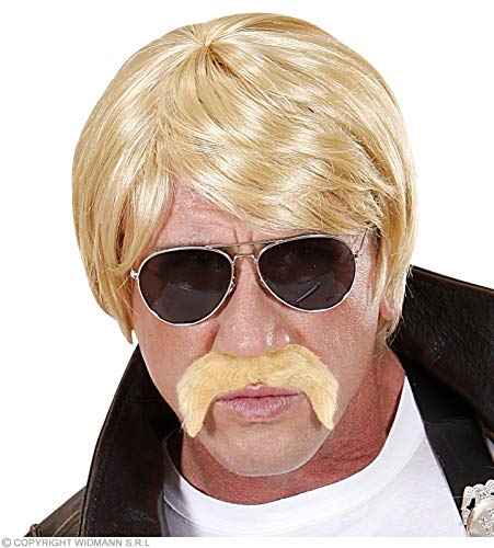 W WIDMANN MILANO Party Fashion D7599 - Perücke Geheimagent mit Bart & Brille, blond, Kunsthaar, Kurzhaarperücke