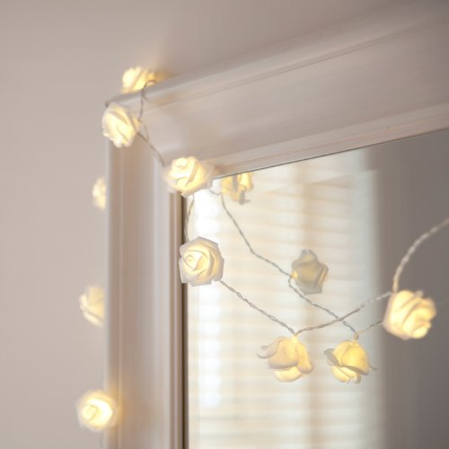 Lights4fun 3x 20er LED Rosen Lichterkette warmweiß batteriebetrieben