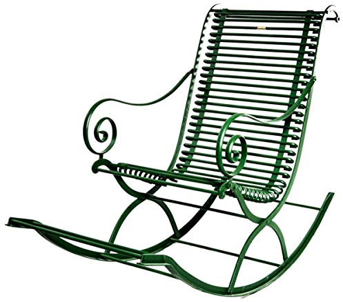 Casa Padrino Schmiedeeisen Garten Schaukelstuhl 55 x 150 cm Handgefertigte Gartenmöbel, Farbe:Vintage weiß