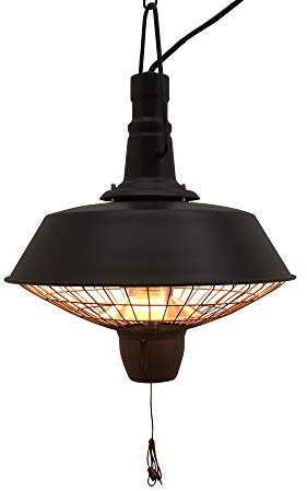 Outsunny 2100W Outdoor Ceiling Mounted Halogen Electric Heater Hanging Patio Garden Warmer Light - Black