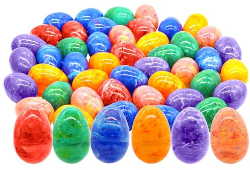 JOYIN 30 Stück 8 cm Ostereier zum Befüllen, schillernde bedruckte Plastikeier zum Befüllen, aus Kunststoff, für Osterjagd, Korbfüller, Klassenzimmer Zubehör, Füllung von Leckereien, Partygeschenke