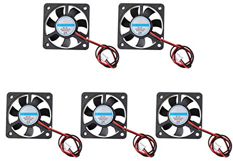 Jopto 5Pcs 3D Printer Fan 5V DC Brushless Quiet Cooling Fan 2 Pin 5010 50 x 50 x 10mm with 27cm Cable Compatible with 3D Printer Extruder Hotend Makerbot MK7 MK8 CPU Chip Arduino