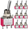 CLDIY Kippschalter AC 5A / 125V 2A / 250V 3-polige Anschlüsse Ein/Aus/Ein 3-poliger SPDT-Kippschalter Mini-Miniatur-Kippschalter Auto-Armaturenbrett, 10 Stücke