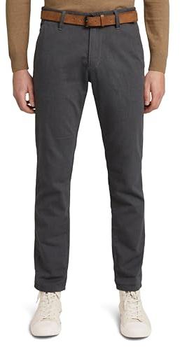 TOM TAILOR Denim Herren Straight Fit Chino Hose mit Gürtel 21440 - Two Colored Black Design 36W / 36L