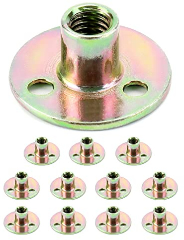 QWORK - Tuerca de placa de hierro (3/8-16, 12 piezas, con base redonda, acero al carbono, tuercas en T