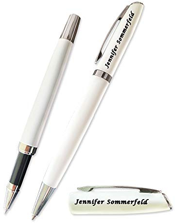 Juwelier Schönschmied - Schreibset mit Gravur & Wunschsymbolen, Stift mit Gravur, Inklusive Geschenk-Etui, Drehkugelschreiber & Rollerball (schwarzschreibend) PS1