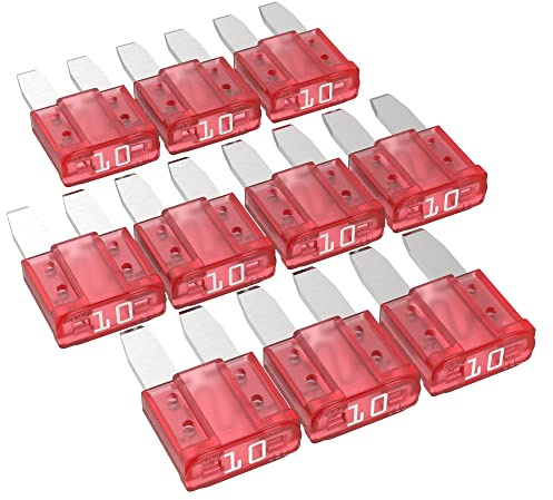 AUPROTEC Micro 2 Kfz Flachstecksicherungen 10A Ampere rot, 10 Stück | 12V-/32V-Fahrzeug-Elektrik, Micro-OTO-II, ISO 8820-12
