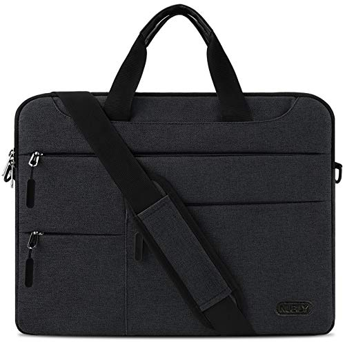 Sacoche pour Ordinateur Portable 15.6 Pouces Sac à Main Porte-Documents à Bandoulière Housse Imperméable Homme et Femme Mallette Laptop Bag Noir