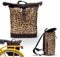 Ikuri Fahrradtasche/Rucksack Kombi Fahrradrucksack aus Wachstuch für Gepäckträger Packtasche Wasserdicht für Frauen - Model Leopard