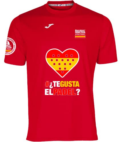 Barcelona Padel Tour - Camiseta Técnica de Manga Corta para Hombre Joma - En Tejido Micro Mesh Transpirable con Corazón Love Pádel y Banderas de Países