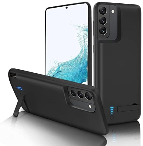 Gladgogo Battery Case, Charging Case for Samsung Galaxy S22, 4800mAh Rechargeable Charger with Kickstand & USB (6.1 inch) - Black