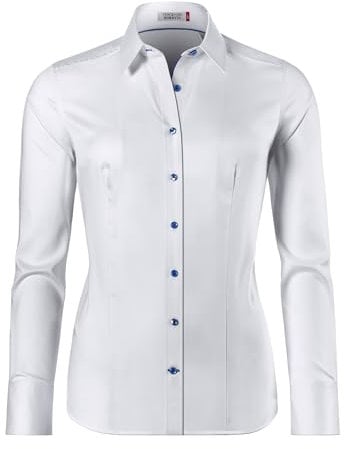 Vincenzo Boretti Bluse, modern-fit/leicht tailliert, Hemdkragen, Soft Twill - bügelleicht weiß 38