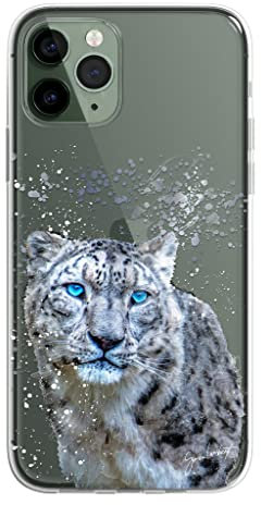 SmartGiftShop Asian Wildlife Animals Case Splatter Art CLEAR Phone Cover Case Exclusive Artwork for iPhone 11 - Snow Leopard
