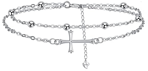 J.MUEN Armband Damen mit Kreuz Symbol in 925 Sterling Silber,Damen alles Gute zum Geburtstag Geschenkideen,Schmuck Für Frauen Und Mädchen