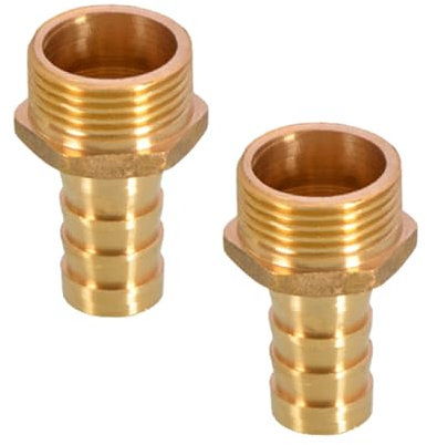 TopHomer Lot de 2 raccords de tuyau BSP en laiton 19 mm cannelés x G1 mâle, raccord fileté BSP mâle