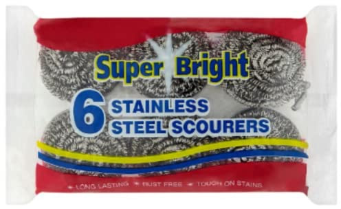 Super Bright 6 Stainless Steel Scourers x Case of 6