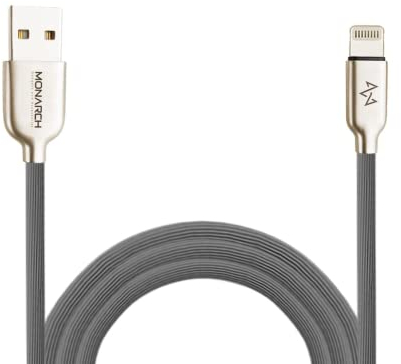 Monarch Gadgets & Accessories Cable Lightning de 1,2 metros compatible con iPhone 6/7/8/xr/xs/11/xs max/11 pro max/11 pro/12/13/14 y todas las series (gris)