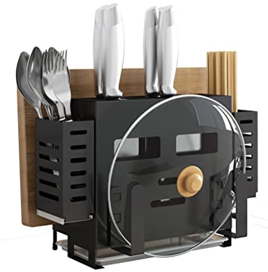 Graootoly Supporto per coltelli in acciaio inossidabile Articoli da Coltello da banco Tagliere Cucchiaio Bacchette Supporto per coltelli integrato