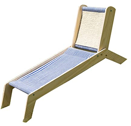AMONIDA Katzen-Strandkorb, Stabile Basis, Kätzchen-Strandbett, Starke Tragfähigkeit, Hochsommer, Alle Jahreszeiten, mit Sisal-Schaber für Innen und Garten (Strandstuhl)