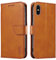 LOLFZ Wallet Case for iPhone X/XS - Vintage Leather Book Case with Card Holder Kickstand Magnetic Closure Flip Case Cover - Light Brown
