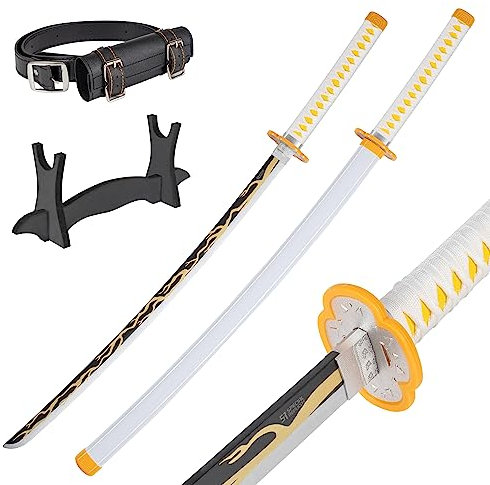 Bambou Anime Katana Cosplay Épée, Katana Inspiré Demon Slayer Épée 105 cm 41 Pouces Hashira Piliers Protagoniste Katana, une Variété de Styles (Agatsuma Zenitsus Drewniany JT10653)
