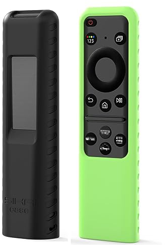 [2 Stück] Fernbedienungshülle für Samsung 2023 SolarCell TM2360E BN59-01432A, Silikonhülle für Samsung Neo QLED OLED Smart TV TM2361E BN59-01439A BN59-01432J Remote Cover Silicone (Schwarz Grün)