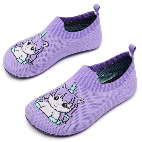 Limberun Hausschuhe Kinder Slippers Mädchen Junge Pantoffeln Jungen lauflernschuhe mädchen baby schuhe Unicorn/Purple 24/25