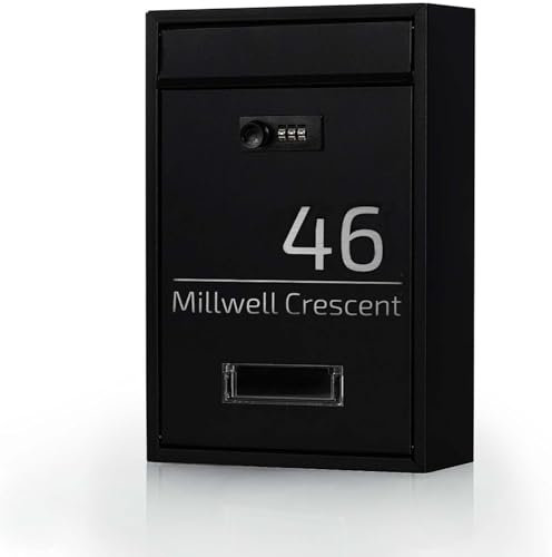 KreateSquare Personalised Letter Box for Outside - Customised with Name and House Number - Wall Mounted Mail Box -Waterproof and Dustproof