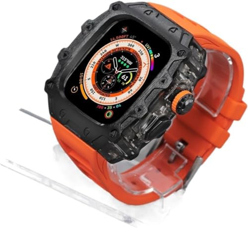 KAVJU RM Style Alloy Watch Case+Watch Strap,For Apple Watch Ultra 2 49mm, Men Womens Sports Rubber Watch Band And Case Kit,For Iwatch 8 Series Replacement Watch Band, 49MM, Agate