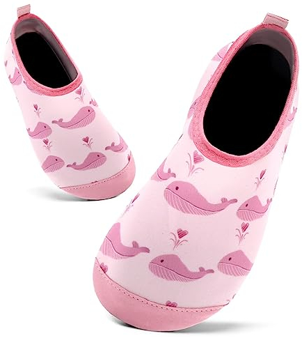 Badeschuhe Kinder Schwimmschuhe Wasserschuhe Schnell Trocknend Strandschuhe Aquaschuhe für Mädchen Baby Beach Pool(Wal Pink,34/35 EU)
